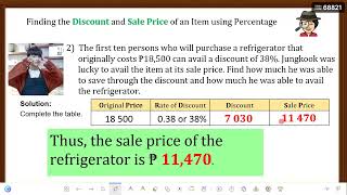 MATATAG GRADE 7 MATHEMATICS 👉Solve Money Problems Involving Percentages on Discounts and Sale Price [upl. by Aubreir950]