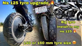 Ns 125 tyre upgrade 🔥  140 mm or 160 mm size 🤔  big tyre 😍 ns125modified [upl. by Micheline]