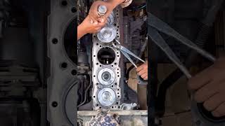 Diesel engine piston installation in shortsfeed trucking workshop virl video trending shorts [upl. by Eitak]