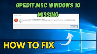 Fix gpeditmsc windows 10 missing [upl. by Winer]