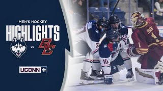 HIGHLIGHTS  UConn Mens Hockey Upsets 2 Boston College in Hockey East Thriller [upl. by Oigroig965]