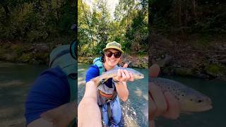 Nice sized wild brown trout 🤩 I just love them catchandrelease fishing flyfishing trout fish [upl. by Eveneg]