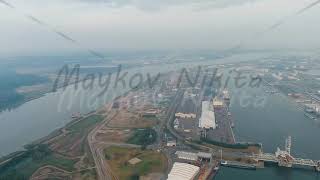 Antwerp Belgium Port infrastructure with docks and factories Morning hours Stable Aerial View [upl. by Mitchiner]