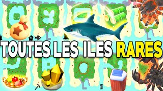 TOUTES LES 20 ÎLES MYSTÈRES RARES Tarentule Requin 🏝️ ANIMAL CROSSING NEW HORIZONS Datamine FR [upl. by Aerdnahs608]