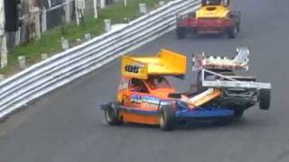 Brisca F1 stock car 515 Frankie Wainman Jnr rollover 070422 Hednesford [upl. by Sydalg]