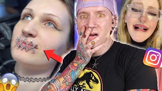 SHE PIERCED HER MOUTH SHUT  Reacting To Instagram DMs 46  Roly [upl. by Lanahtan]