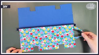 Easy sewing tutorial 🍒 How to make a zipper pouch with a cute handle [upl. by Aidroc]