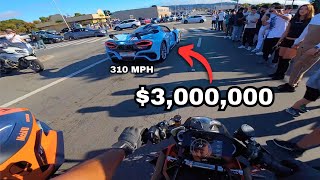 Crashing Monterey Hypercar Meet with Rare Hyperbikes [upl. by Lesli]