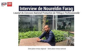 Interview de Noureldin Farag lauréat du Concours National Promotion de lEthique Professionnelle [upl. by Ymij]