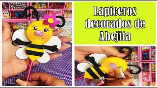 Lápices decorados de Abejita hechos con tapa de botellas plásticas [upl. by Yekcin]