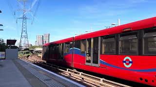 Docklands light railway 151 approaching royal Victoria [upl. by Llednyl8]