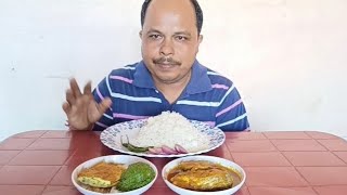 Macher jhal Dimer Bora Lai pata bata Onion and Green Chilli  MUKBANG simple lunch thali [upl. by Aynnek59]