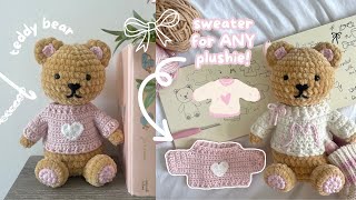 how to crochet a cute teddy bear  sweater of ANY size  beginnerfriendly tutorial [upl. by Blaire]