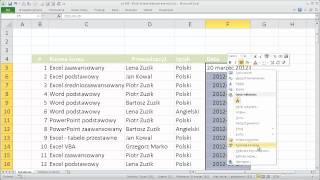 excel045  Polski format daty ddmmrrrr  format niestandardowy [upl. by Eanej]