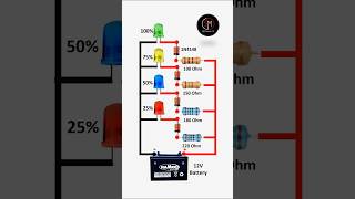 12V Battery Charging Level Indicator Circuit shorts batterycharger diy [upl. by Ahsenauq]