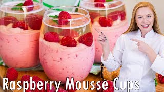 Raspberry Mousse Parfaits with Champagne Jello Perfect for Parties [upl. by Nagyam]