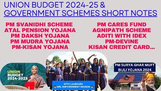 Union Budget 202425 amp Government Schemes Short Notes 👆🏆 [upl. by Acirderf]