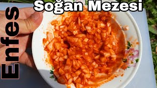 Enfes Lezzet Soğan Mezesi Nasıl Yapılır  how to make onion appetizer yemekhane food yemek [upl. by Henn]