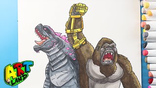 How to Draw Godzilla x Kong Team Up  Godzilla x Kong The New Empire [upl. by Elwin270]