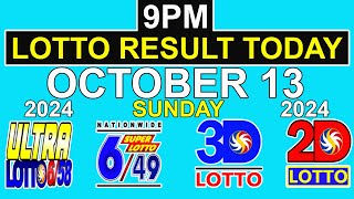 9pm Draw Lotto Result Today October 13 2024 PCSO [upl. by Goodrich]