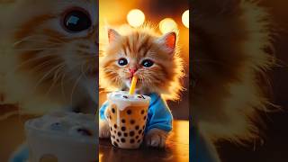 Kittens Work Hard for Bubble Tea 😿 cat kitten catvideos catlover cutecat shorts catshorts [upl. by Eirrem]