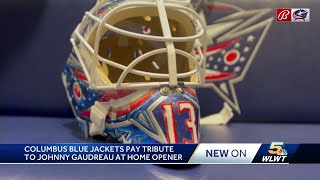 Columbus Blue Jackets honor Johnny Gaudreau during first home game of NHL season [upl. by Hanshaw]