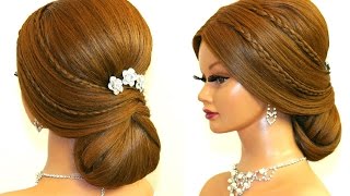 Bridal hairstyle for long hair tutorial Romantic prom updo [upl. by Acherman]