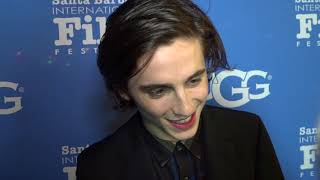 SBIFF 2018  Virtuosos Award  Timothee Chalamet Interview [upl. by Ahcsatan83]