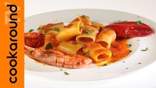 Paccheri con guazzetto di crostacei  Pasta scampi astici gamberi [upl. by Decker]