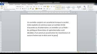 Normes IFRS et consolidations  définition du contrôle conjoint en consolidation [upl. by Dorej]