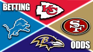 Hypothetical Super Bowl 58 Matchup Odds  Ravens 49ers Lions and Chiefs [upl. by Ludovick599]