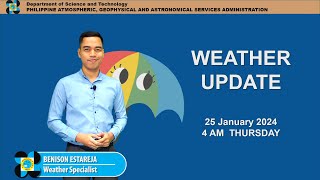 Public Weather Forecast issued at 4AM  January 25 2024  Thursday [upl. by Lashar]