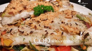 Kabeljauw uit de oven met groenten Tasty cod from the oven with vegetables healthy protein5 [upl. by Toland107]