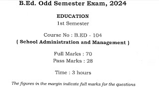 Bed First Semester Bed 104 2023 questions paper discussion rubelsiracademy Bedfirstsemester [upl. by Retsam18]