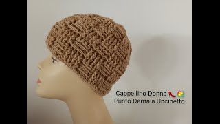 Cappellino a Uncinetto Donna 👠💐Punto Dama in Rilievo [upl. by Carleen]