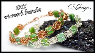 Roses and beads wirework bracelet [upl. by Drarehs944]