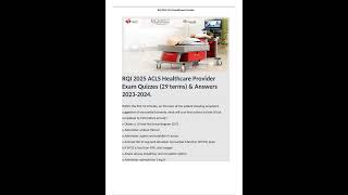 RQI 2025 ACLS Healthcare Provider Exam Quizzes 29 terms amp Answers pdf [upl. by Schrader405]