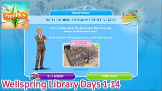 The Sims Freeplay Sandy Suburbs Wellspring Library Days 114 [upl. by Leanor598]