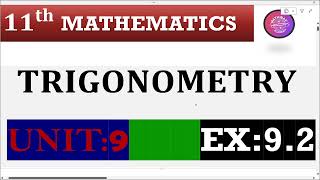 11th Class Math  Ch 9 Fundamental of Trigonometry  Exercise 92 [upl. by Outlaw]