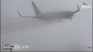 UNITED 767 WINDSHEAR TOGA AT LONDON HEATHROW  FULL VIDEO 😯💨💪🏻 [upl. by Irmgard]