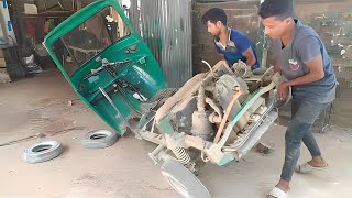 Full body repiar Three wheeler repiar Az restoration four stroke auto [upl. by Yecniuq]