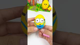 Painting Minion On Chicken Egg Surprise Giftshorts bearfamily diy love handmade craft [upl. by Llekcor]