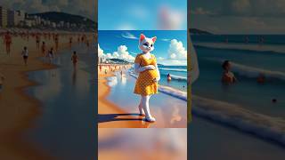 Pregnant cats love the sea beach cat catlover kitten catshorts smartcat ai cutecat cute [upl. by Ahsinit]