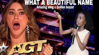 Sofia Vergara Astonished by African Little Kid when She Sang quotWhat A Beautiful Namequot On Stage Of AGT [upl. by Tezile]