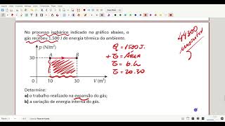 No processo isobárico indicado no gráfico abaixo o gás recebeu 1500 J de energia térmica do [upl. by Ares]