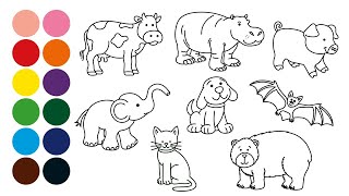 ANIMALES MAMIFEROS 2 dibujar y colorear para niños  Dibujar animales con Strauss [upl. by Yelad726]