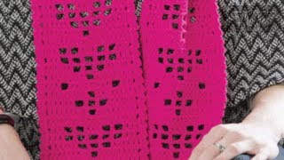 Easy Filet Crochet Heart Scarf [upl. by Anairo80]