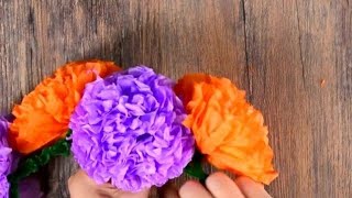 Como hacer flores de cempasúchil para tu altar de muertos super faciles [upl. by Yleen818]