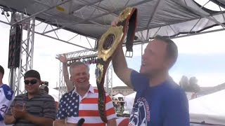 Joey Chestnut takes down 57 hot dogs in just 5 minutes amp wins a 4v1 eating competition 🌭  ESPN [upl. by Rodgers]