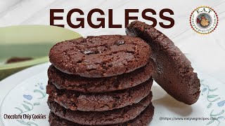 ఎగ్లెస్ చాక్లెట్ చిప్ కుకీస్  Eggless Chocolate Cookies at home  Crispy Chocolate Cookies [upl. by Anetsirk]